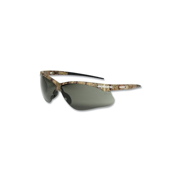SG Series Safety Glasses, Smoke Poly Lens, Hardcoat Anti-Scratch, Camo Poly Half-Frame