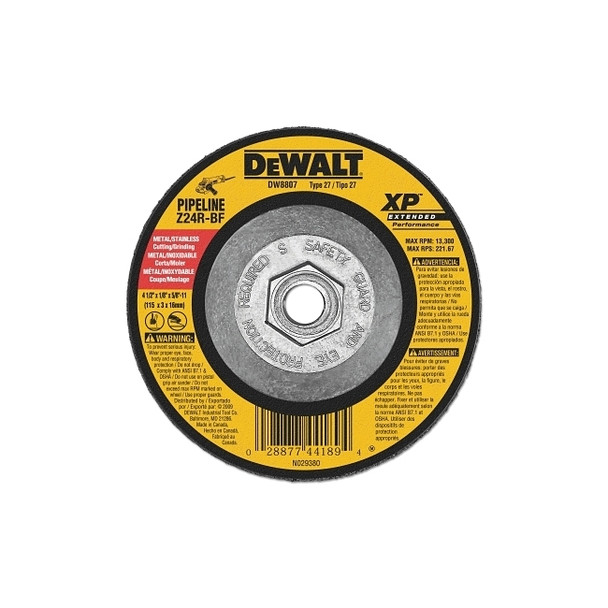 Extended Performance Type 27 Depressed Center Wheel, 4 1/2", Z24R, 1/8 in Thick Pack of 10
