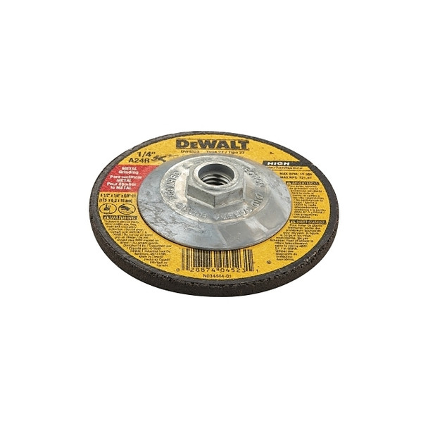 Type 27 Grinding Wheel, 4-1/2 in dia, 5/8 in-11 TPI, 13300 RPM, 24 Grit Pack of 10