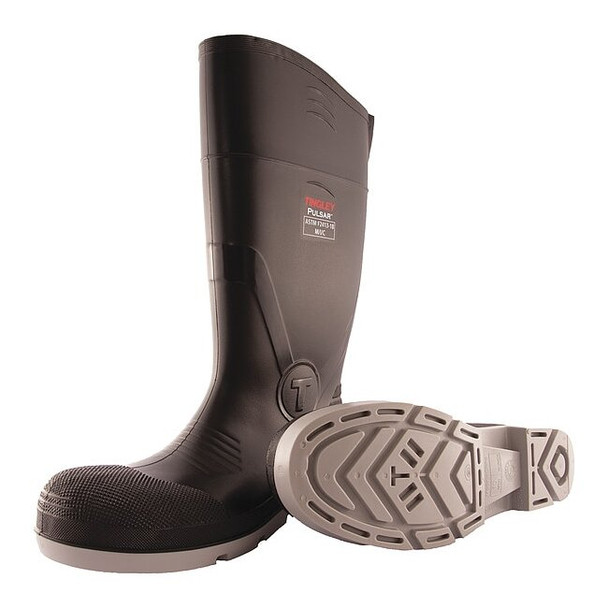 Tingley Men's Pulsar Tall Rubber Boots, Plain Toe, 15 in Height, Black, 7 43151