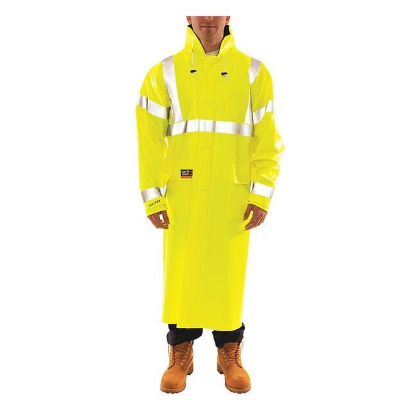 Tingley Arc Flash Flame Resistant Rain Coat, PVC, Class 3 Lime, XL C44122