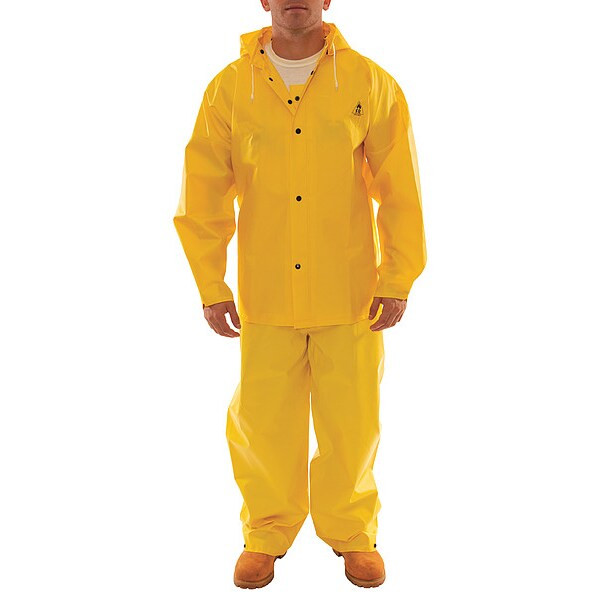 Rain Suit, Heavy Duty PVC, 10.5 mil Thick, Snap-On (Included), Yellow, M