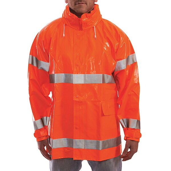 Tingley Flame Resistant Rain Jacket, PVC, Class 3 R, Orange, M J53129
