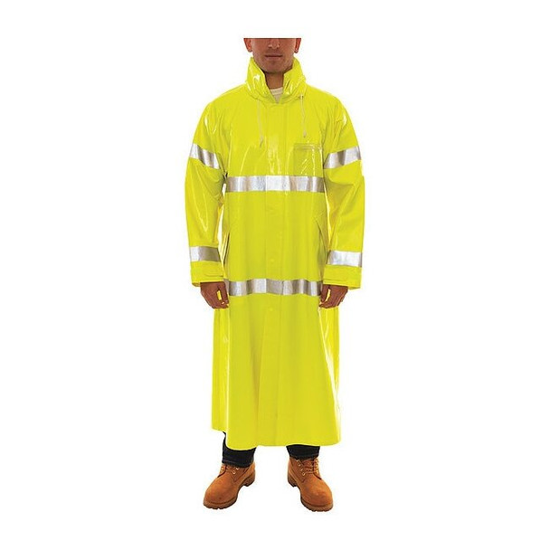 Tingley Flame Resistant Rain Coat, PVC, Class 3 R, Green/Yellow, 3XL C53122