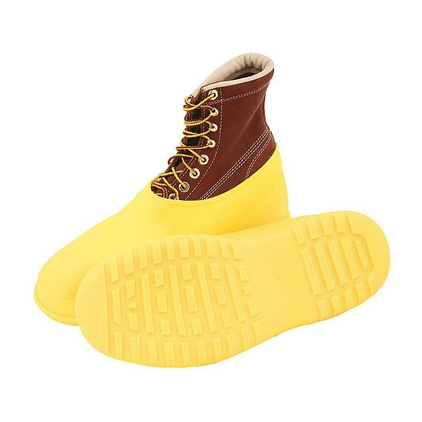 Overshoes, Plain Toe, PVC, 5 in Height, Pull On Closure, Cleated Sole, Yellow, L