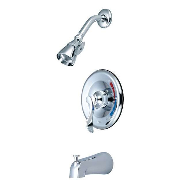 Tub and Shower Faucet, Standard, 3, Wall Mount, Polished Chrome