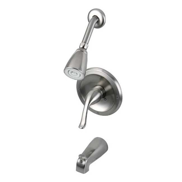 Kingston Brass Tub and Shower Faucet, Brushed Nickel, Wall Mount KB5538YL