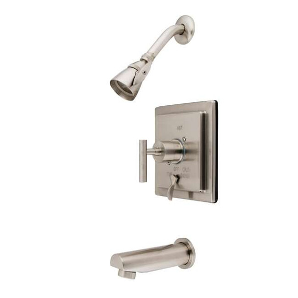 Kingston Brass Tub and Shower Faucet, Brushed Nickel, Wall Mount KB86580CML