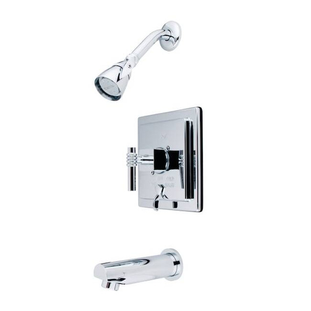 Tub and Shower Faucet, Standard, 3, Wall Mount, Polished Chrome