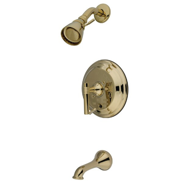 Tub and Shower Faucet, Standard, 3, Wall Mount, Polished Brass