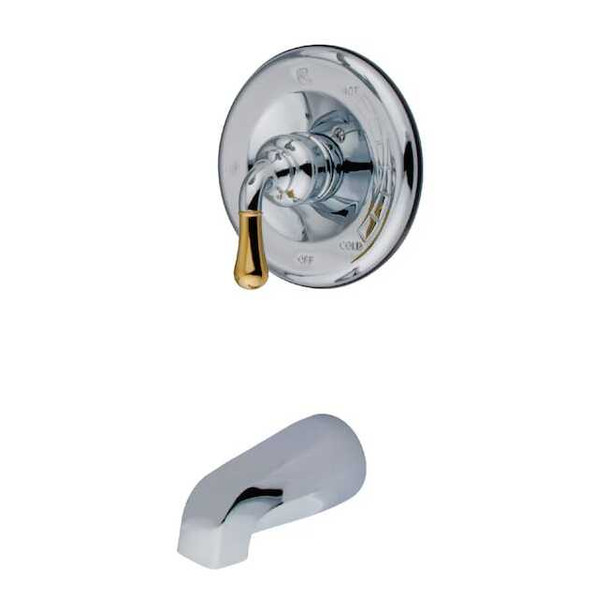 Tub and Shower Faucet, Standard, 2, Wall Mount, Polished Chrome/Polished Brass