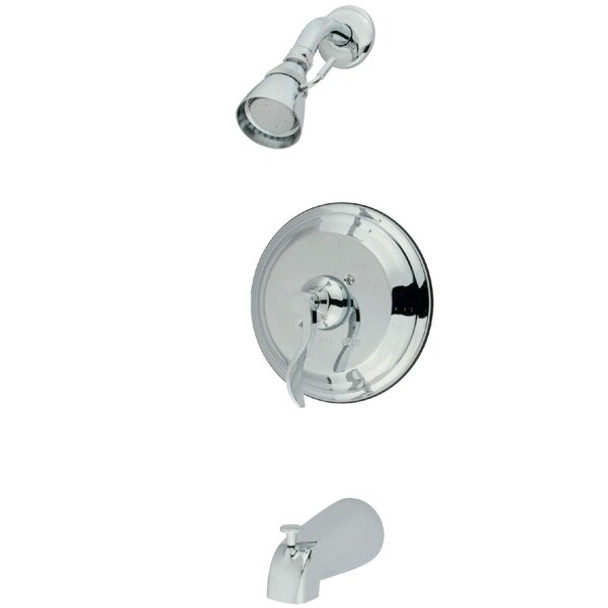Tub and Shower Faucet, Standard, 3, Wall Mount, Polished Chrome