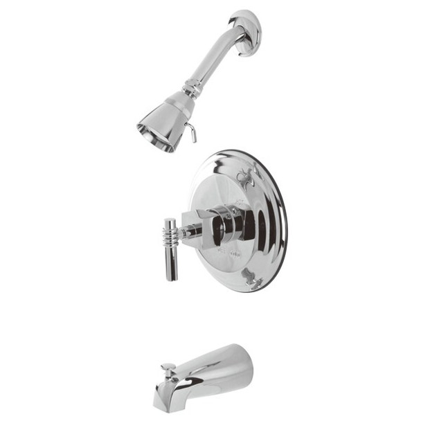 Tub and Shower Faucet, Standard, 3, Wall Mount, Polished Chrome