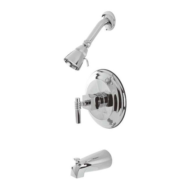 Tub and Shower Faucet, Standard, 3, Wall Mount, Polished Chrome