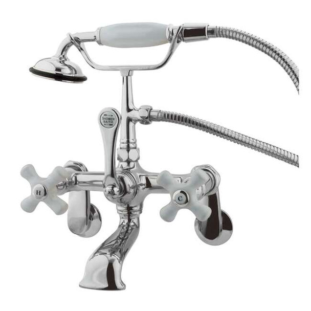 Wall-Mount Clawfoot Tub Faucet, Polished Chrome, Tub Wall Mount