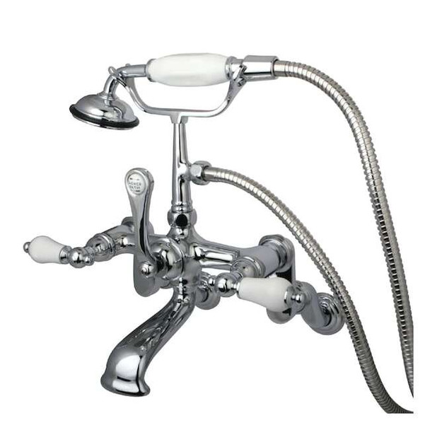 Wall-Mount Clawfoot Tub Faucet, Polished Chrome, Tub Wall Mount