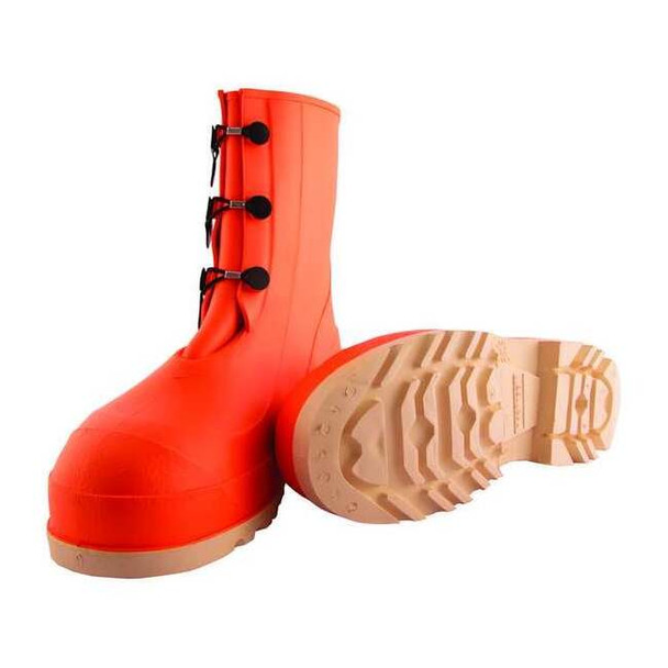 Tingley Men's HazProof Mid Rubber Boots, Steel Toe, 11" Height, Orange, 7 82330