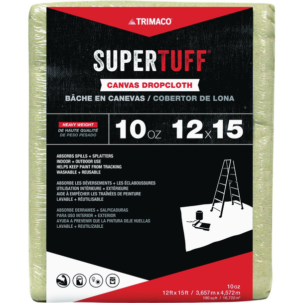 Trimaco SuperTuff 10 Oz. 12 Ft. x 15 Ft. Heavyweight Canvas Drop Cloth 51123