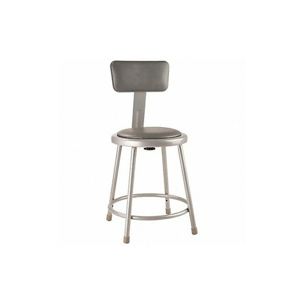 National Public Seating Round Stool with Backrest, Height 18"Gray 6418B