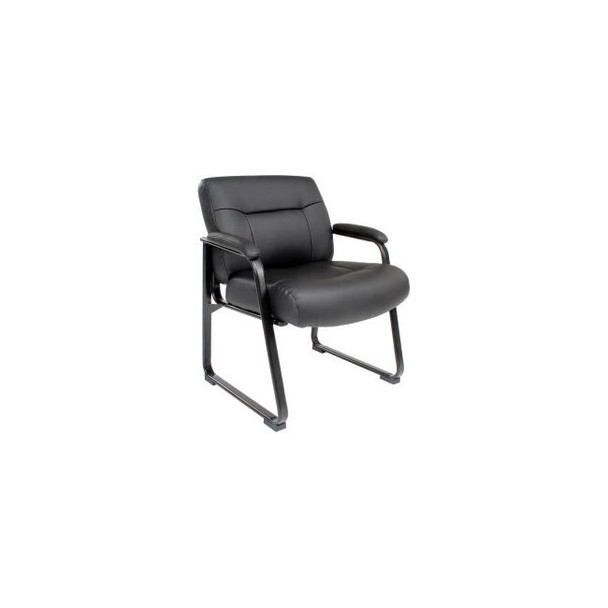 Interion Big and Tall Waiting Room Chair - Bonded Leather - High Back - Black