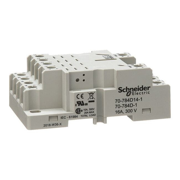 Schneider Electric Rlay Scket,Finger Safe,Square,14 Pin,16A 70-784D14-1