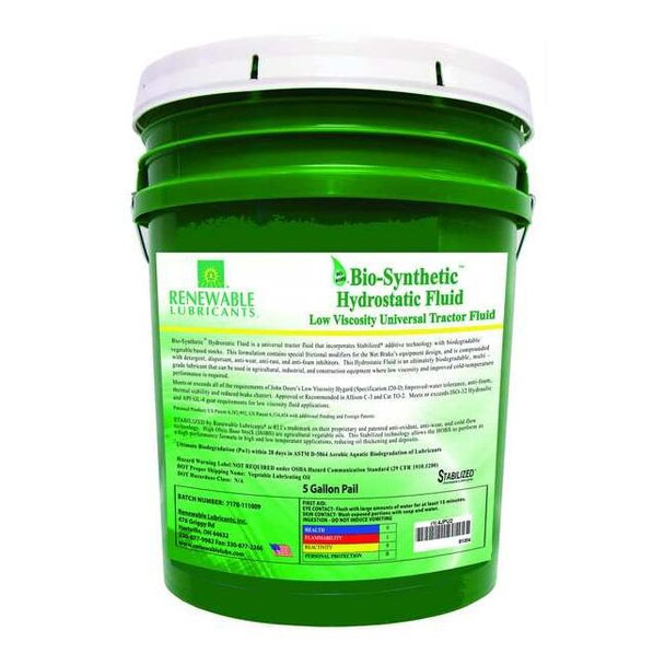 Renewable Lubricants Trans-Hydraulic Fluid, Tractor, 5 Gal, 5W-20 81304