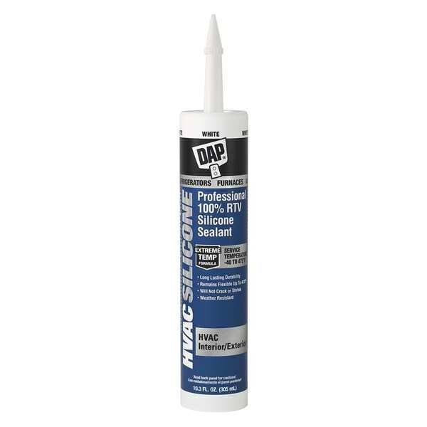Waterproof Silicone Sealant, 10.3 oz, White, Temp Range -45 to 475 Degrees F