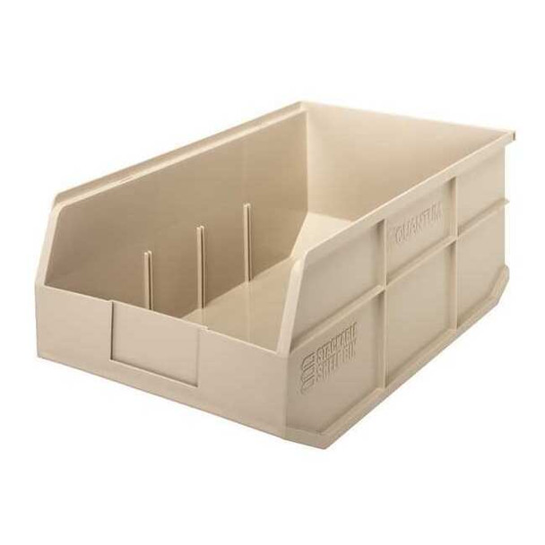 Shelf Storage Bin, Polypropylene, Ivory, 7 in H, 11 in W, 18 in L