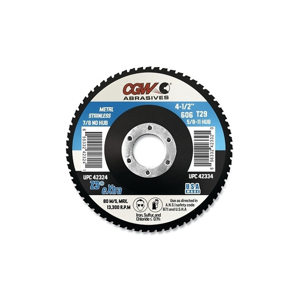 Prem Z3 Reg T29 Flap Disc, 4-1/2 in dia, 60 Grit, 7/8 Arbor, 13300 rpm Pack of 10
