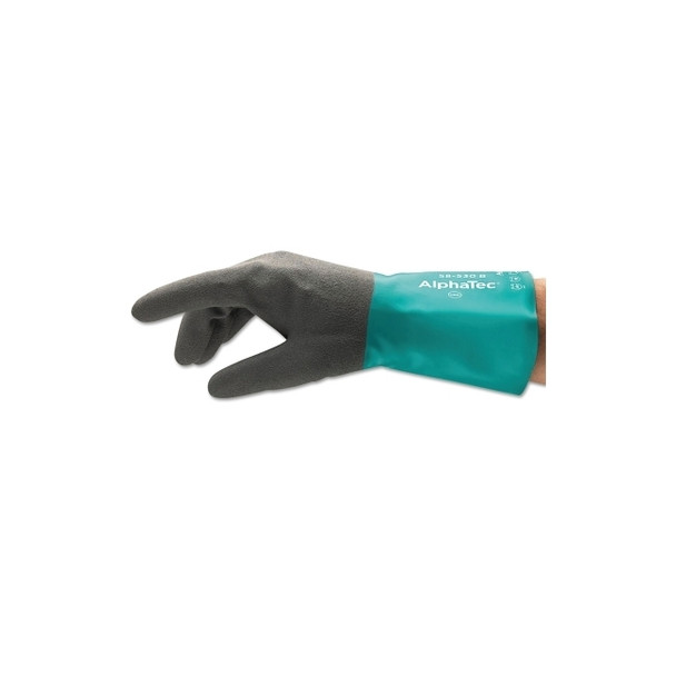 AlphaTec® 58-530B/58-535B Gloves, 8, Grey/Teal, 12 in Cuff, 58-530B Pack of 6