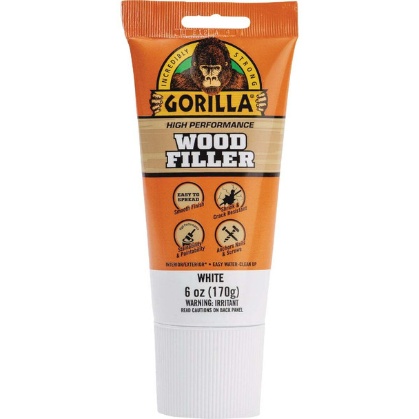 Gorilla 6 Oz. White Wood Filler Tube 112124