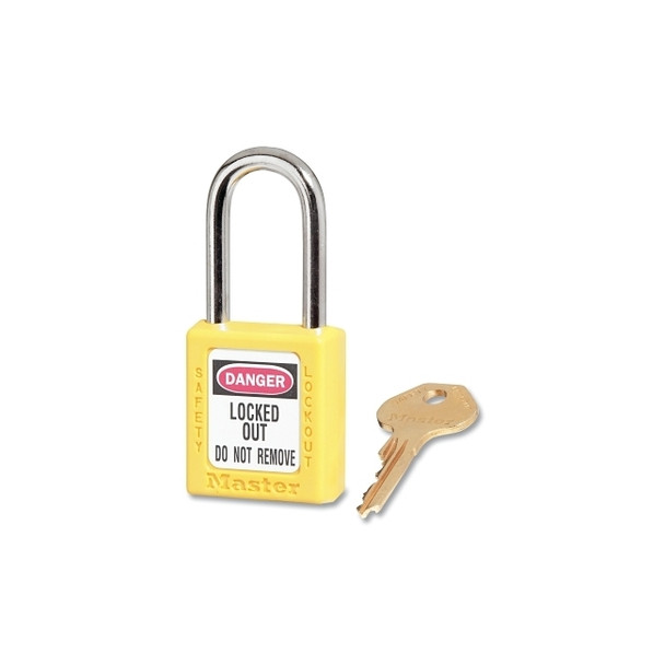 Zenex™ Thermoplastic Safety Lockout Padlock, 410, 1-1/2 W x 1-3/4 H Body, 1-1/2 in H Shackle, KD, Yellow Pack of 6