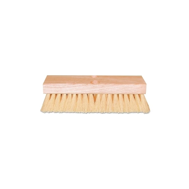 Deck Scrub Brush, 10 in Hardwood Block, 2 in Trim L, White Tampico Pack of 12