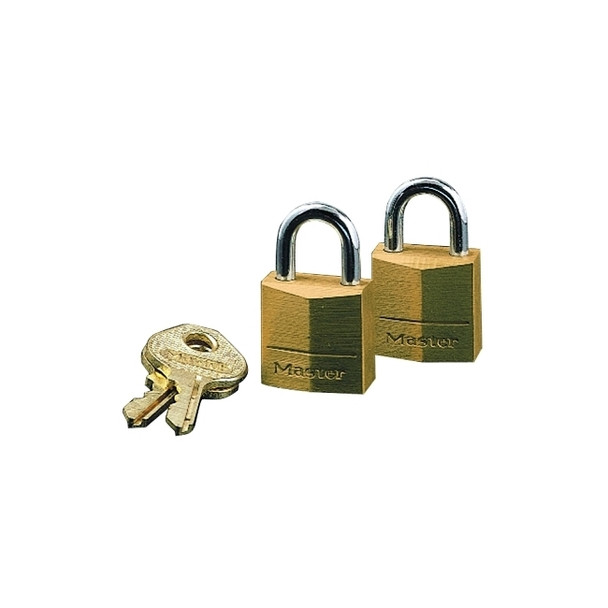 No. 120D Solid Brass Padlock, 5/32 in dia x 7/16 in L x 3/8 in W Shackle, Brass Pack of 4