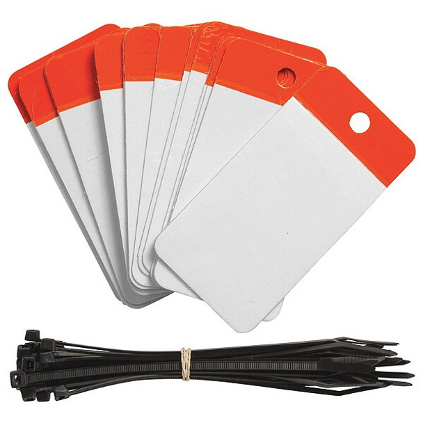 Blank Shipping Tag, Polyester, 4" H x 2" W, Orange, Rectangle, 25 PK