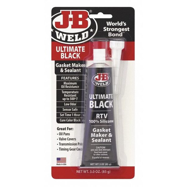 J-B Weld Silicone, 3 oz, Tube, Black, Silicone Base, Not Applicable 32329