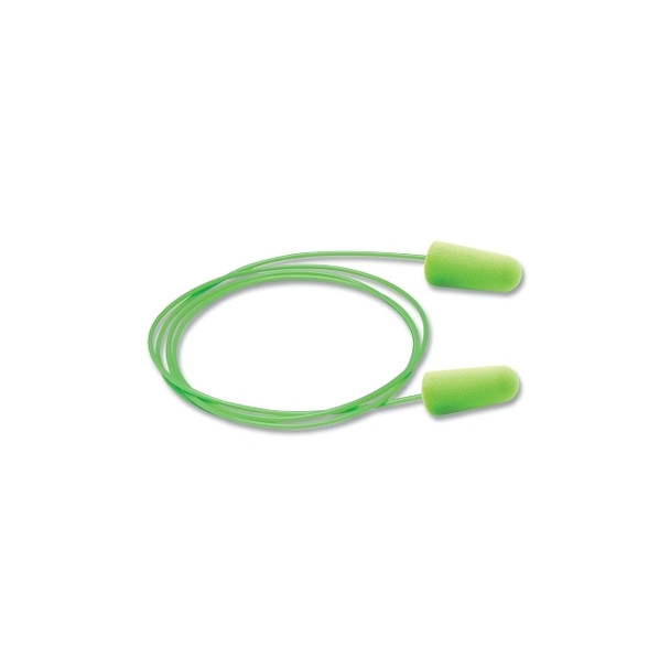 Pura-Fit Foam Earplugs, Foam, Bright Green, Corded Pack of 100