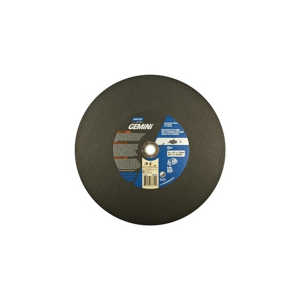 Gemini® High-Speed Abrasive Cut-Off Wheel, 14 in dia x 1 in or 20 mm AH, Extra Coarse, 5400 RPM, AO, 10 EA/PK Pack of 10