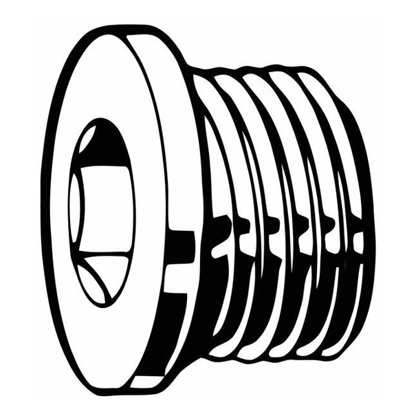 Socket Spoke Screw Plug, 22 mm Dia, Steel Plain, 10 PK