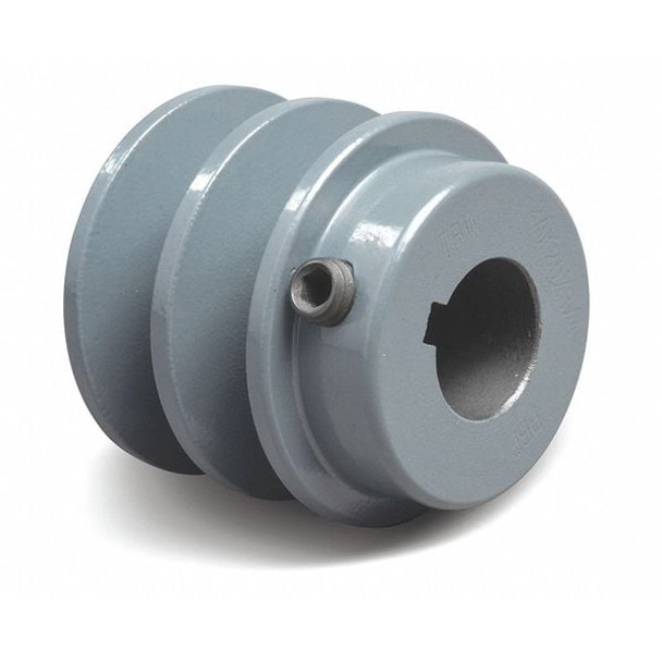 5/8 in Fixed Bore 2 Groove V-Belt Pulley 3.55 in OD