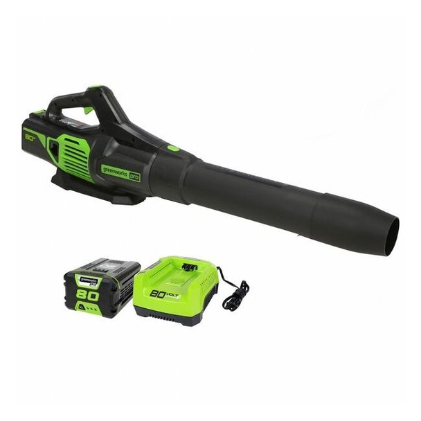 80 V Battery Powered Leaf Blower Kit, 730 cfm, 170 mph, Battery Included, 65 dBA