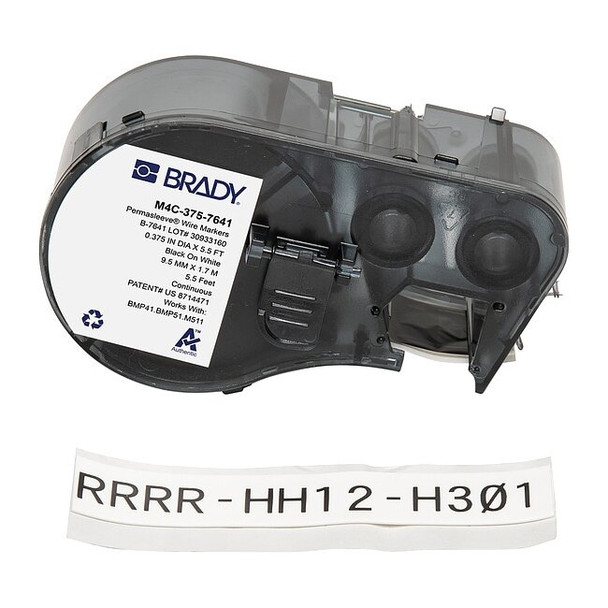 Brady Sleeve Label, White, Polyolefin, 1 in W M4C-375-7641