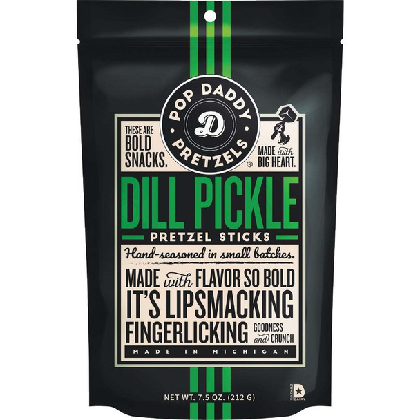Pop Daddy 7.5 Oz. Dill Pickle Pretzel Sticks 775597 Pack of 12