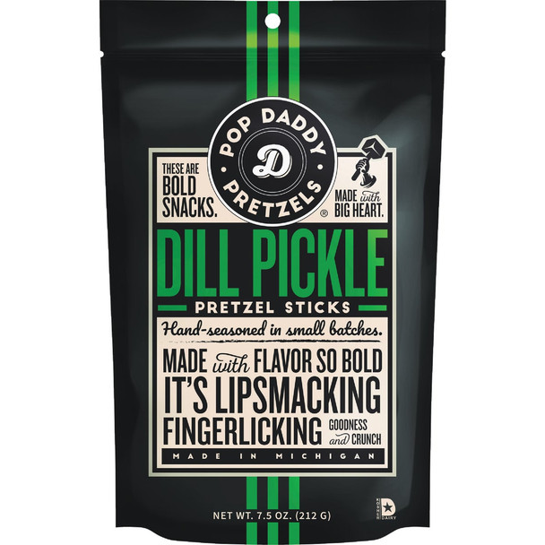 Pop Daddy 7.5 Oz. Dill Pickle Pretzel Sticks 532 Pack of 12