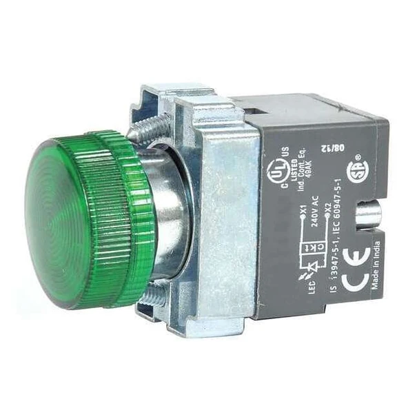 Dayton Pilot Light, LED, 22mm, 24VAC/DC, GR, Cr 30G213
