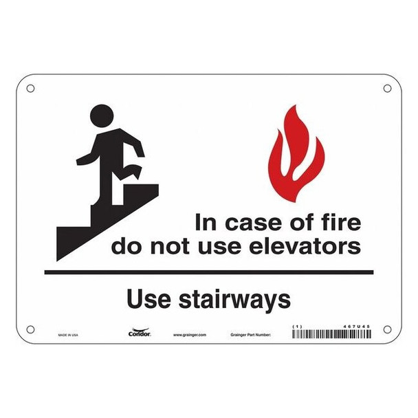 Condor Safety Sign Emergency Exit, Aluminum, 10 in W, 7 in H, White 467U45