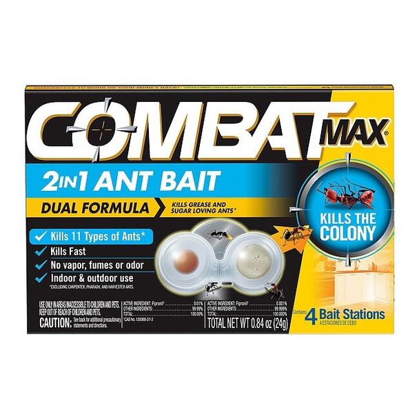 Combat 2-in-1 Ant Bait,Clear,4 7/8 in W, PK8 07172