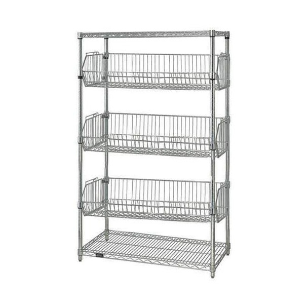 Wire Shelving Unit, 24"D x 48"W x 63"H, 2 Shelves, Chrome