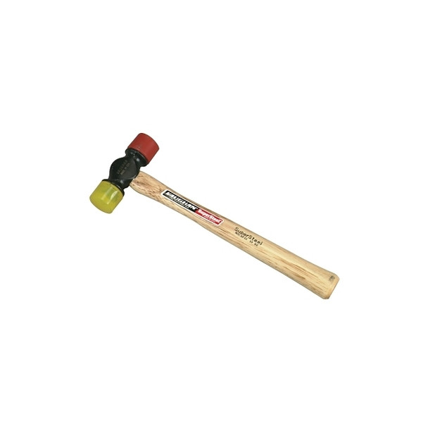 Soft Face Hammer, 12 oz Head, 1-3/8 in dia Face, 12-1/8 in OAL, Red/Yellow
