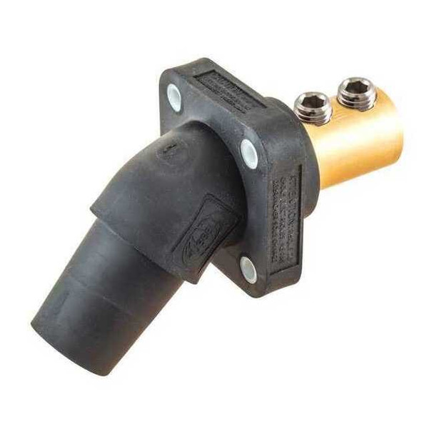 Hubbell Wiring Device-Kellems Angled Receptacle,Black,Double Set Screw HBLFRABK